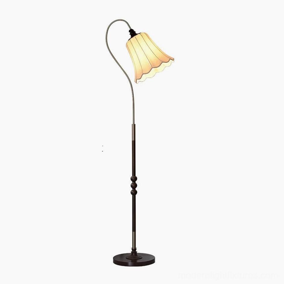 Magnolya floor lamp close-up fabric shade patterned textile ruffled design decorative detail product quality
