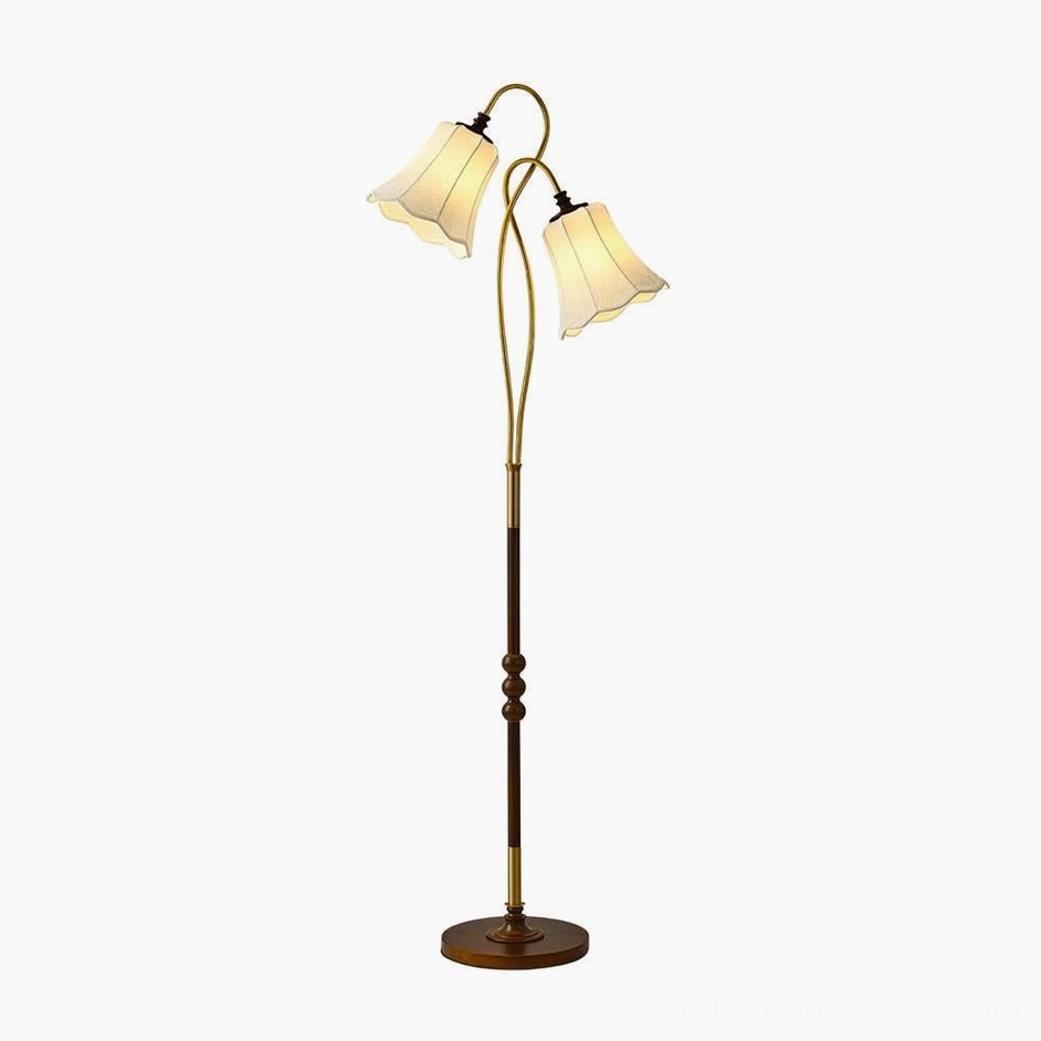 Magnolya floor lamp wooden pole walnut finish metal frame construction materials durability vintage craftsmanship