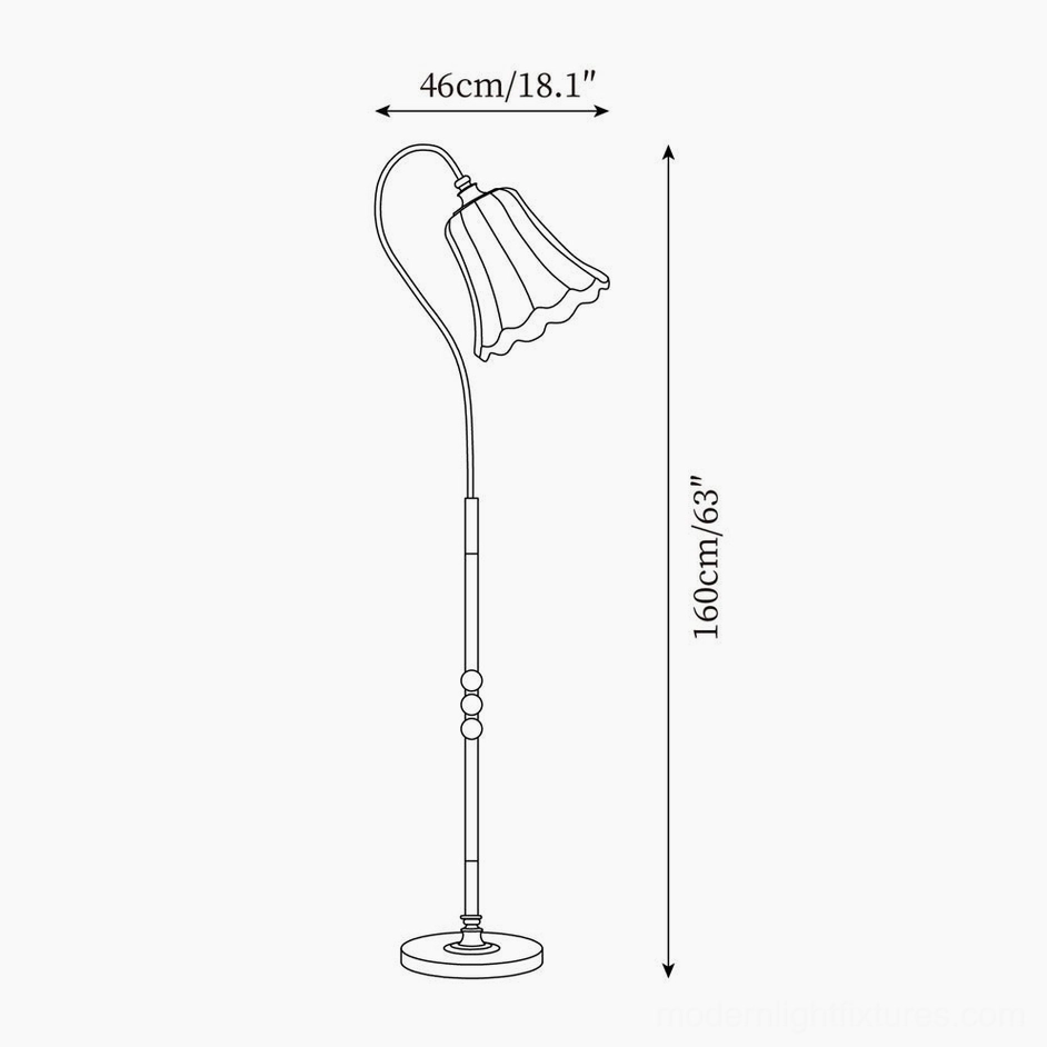 Magnolya floor lamp technical schematic single-head version dimensions 46cm width 160cm height line drawing specifications