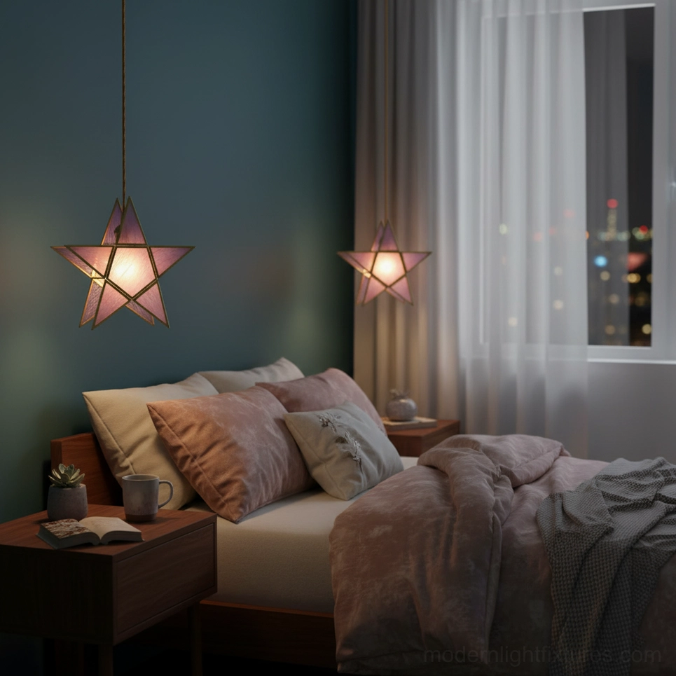 Maki glass pendant lights in multiple colors hanging at varying heights for interior styling