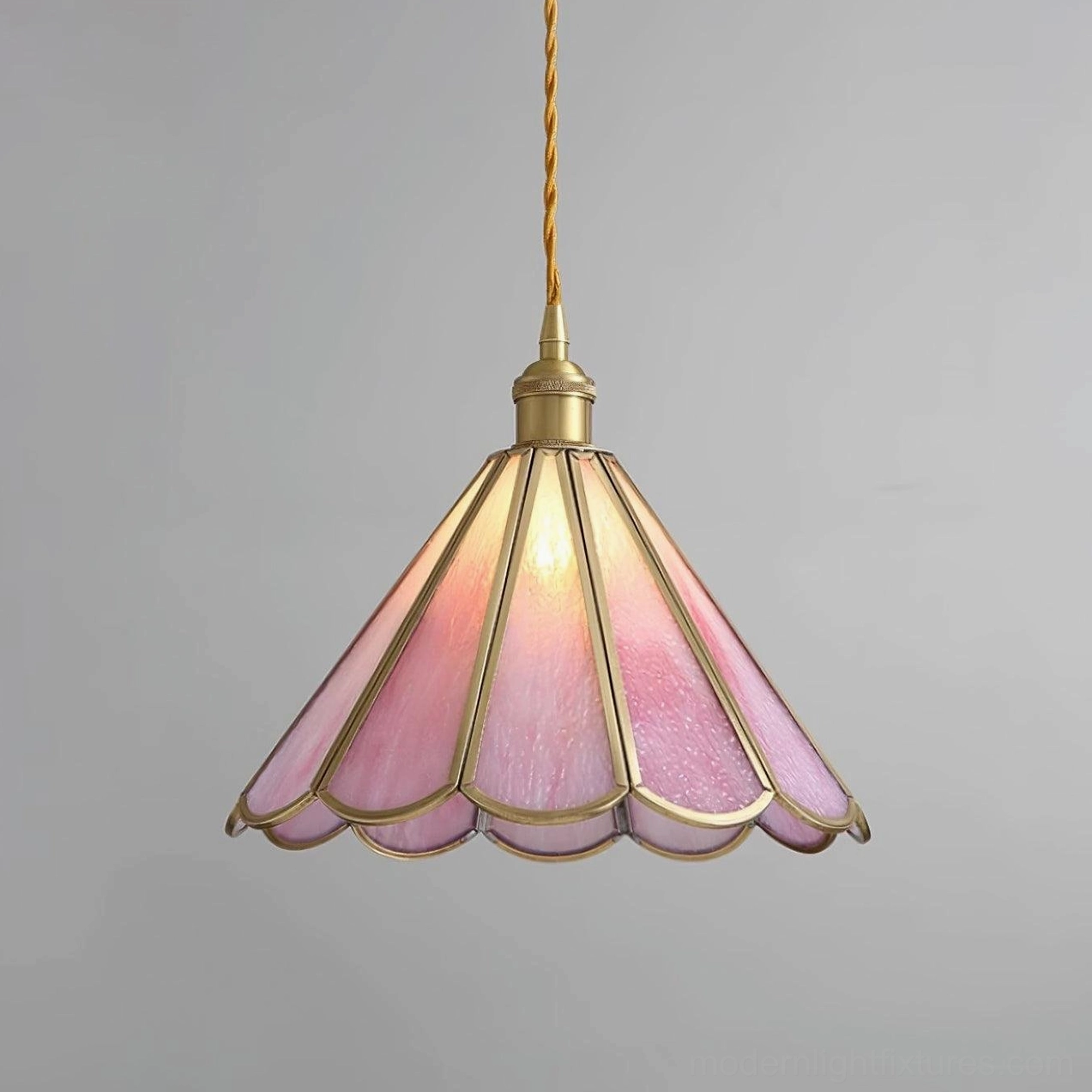 Maki scalloped glass pendant light with dimmer switch compatibility for mood lighting