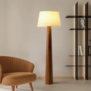 Malva Wooden Floor Lamp Side Profile - Modern Living Room Setting