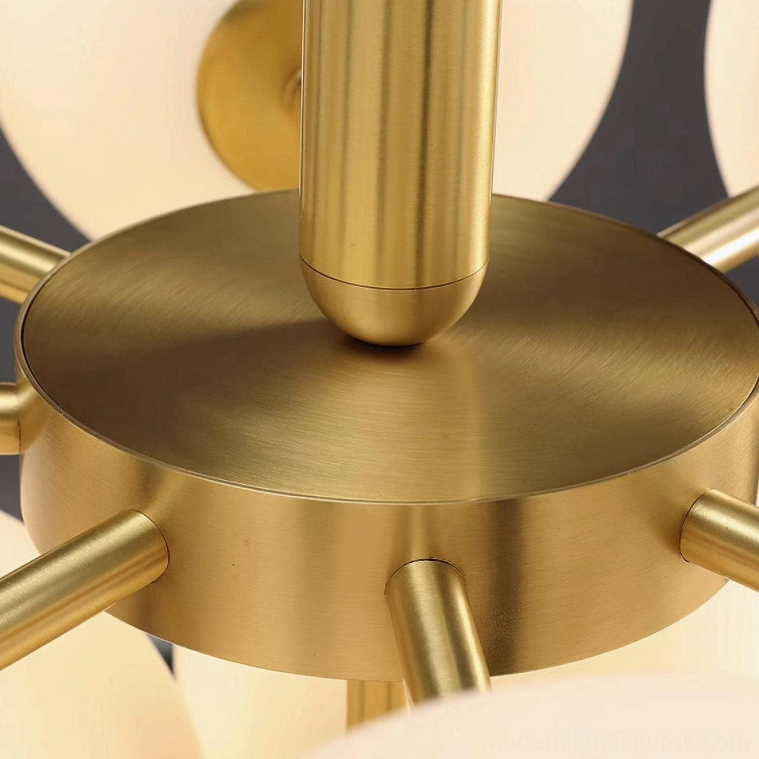 Brass and glass cluster chandelier mid-century modern aesthetic design