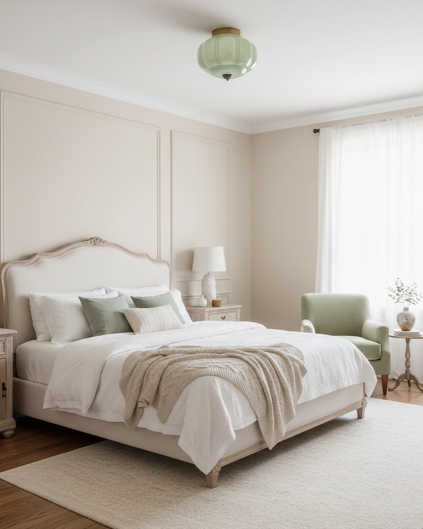 Maravine handcrafted glass ceiling fixture in modern bedroom with pendant comparison showing sculptural form