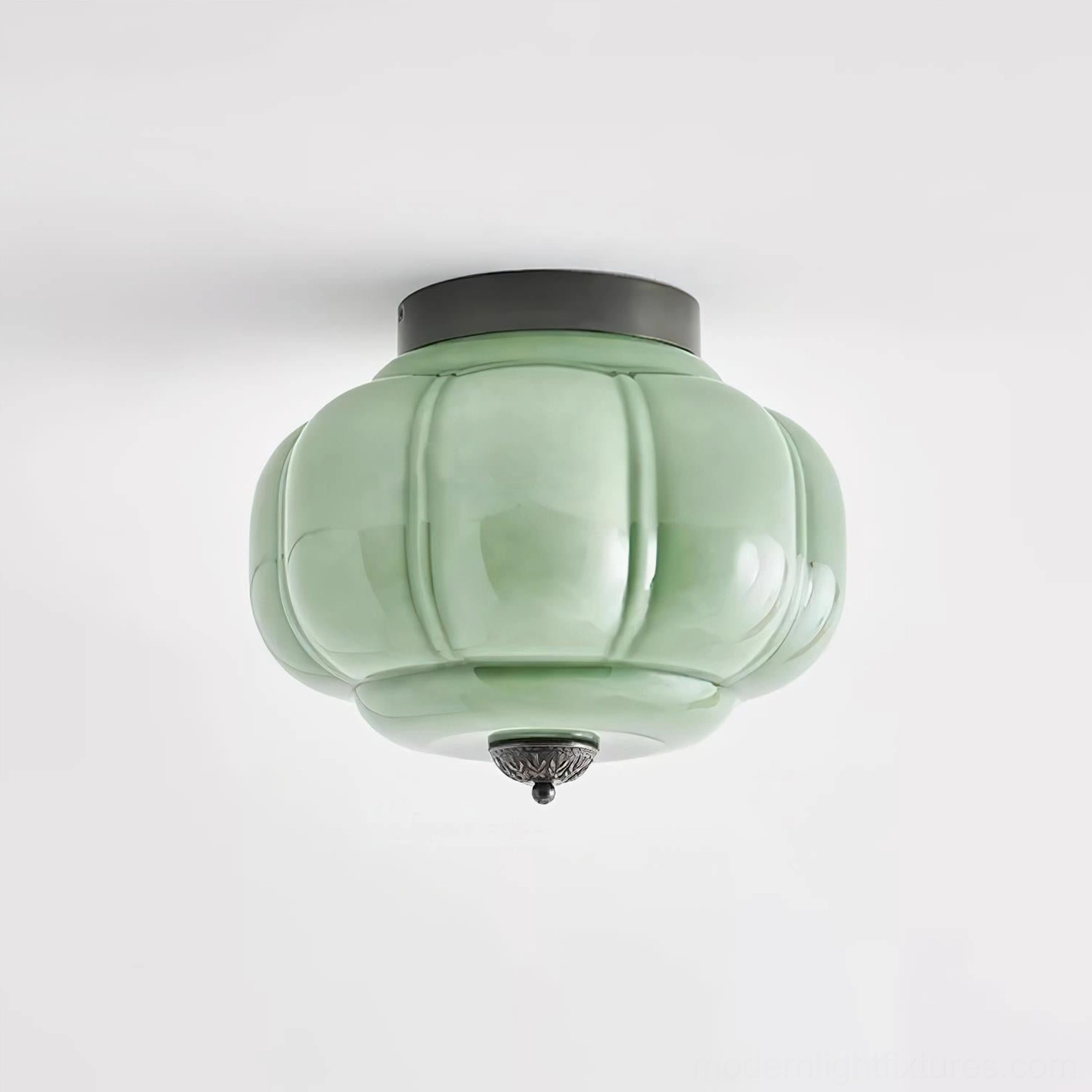Maravine glass ceiling lamp black and green finish combination, contemporary high-contrast matte metal design