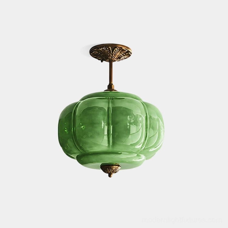 Maravine jade glass sculptural ceiling lamp pendant fixture overhead studio view