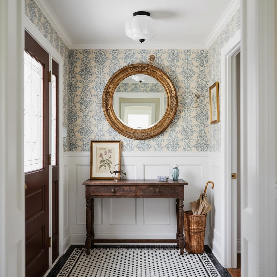 Maravine glass ceiling lamp in soft neutral room, white glass and brass finish creating timeless elegant aesthetic