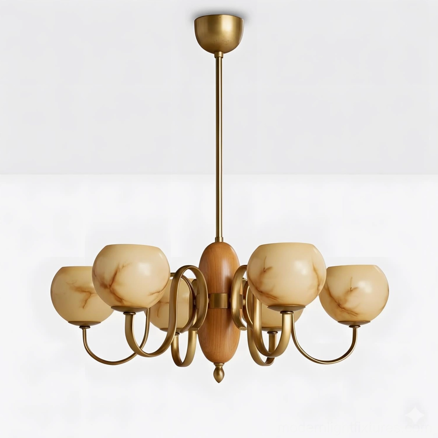 Marmor Bloom 8-head oversized marble glass chandelier full diameter brass fixture professional lighting
