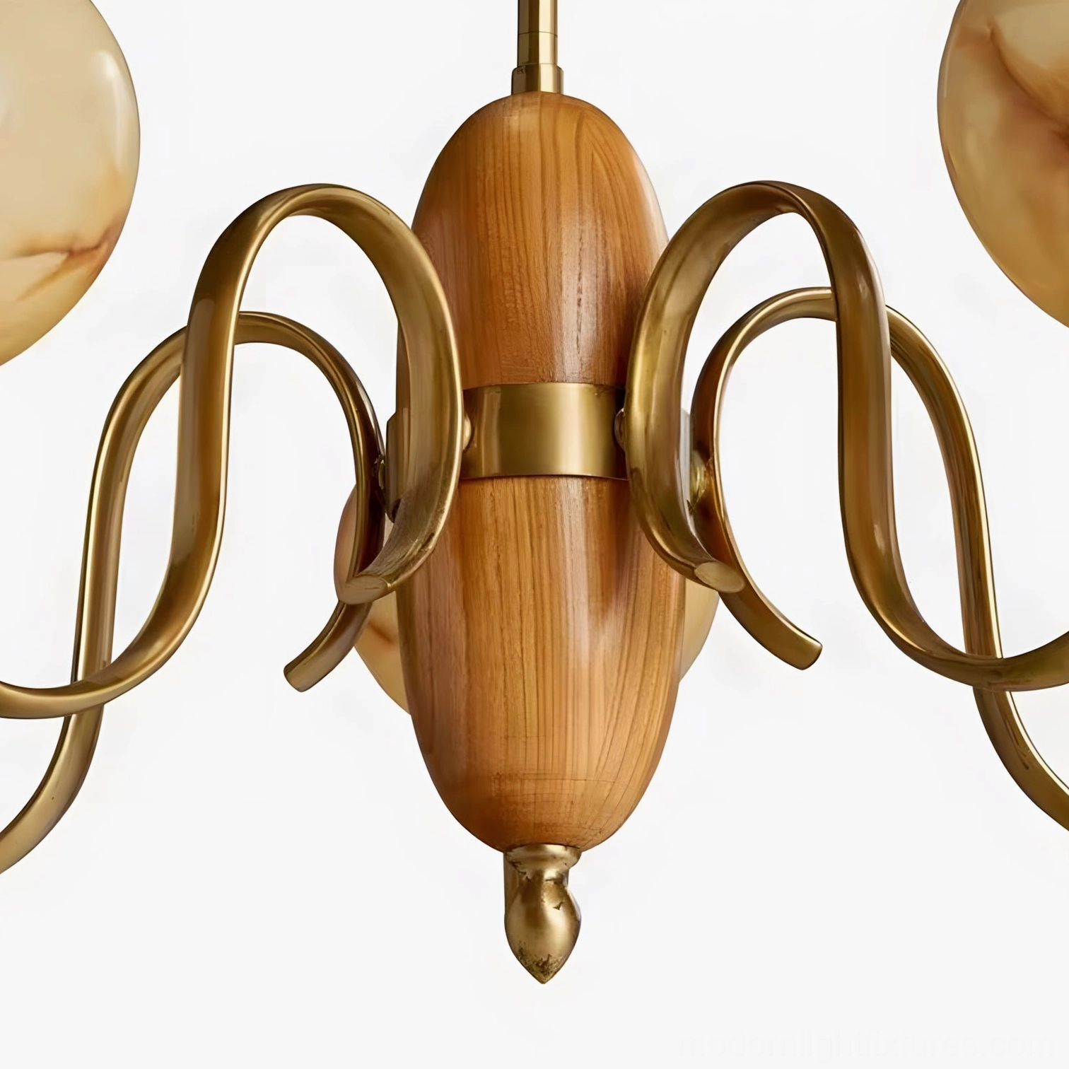 Marmor Bloom marble glass pendant chandelier with frosted shade and brass metallic frame detail