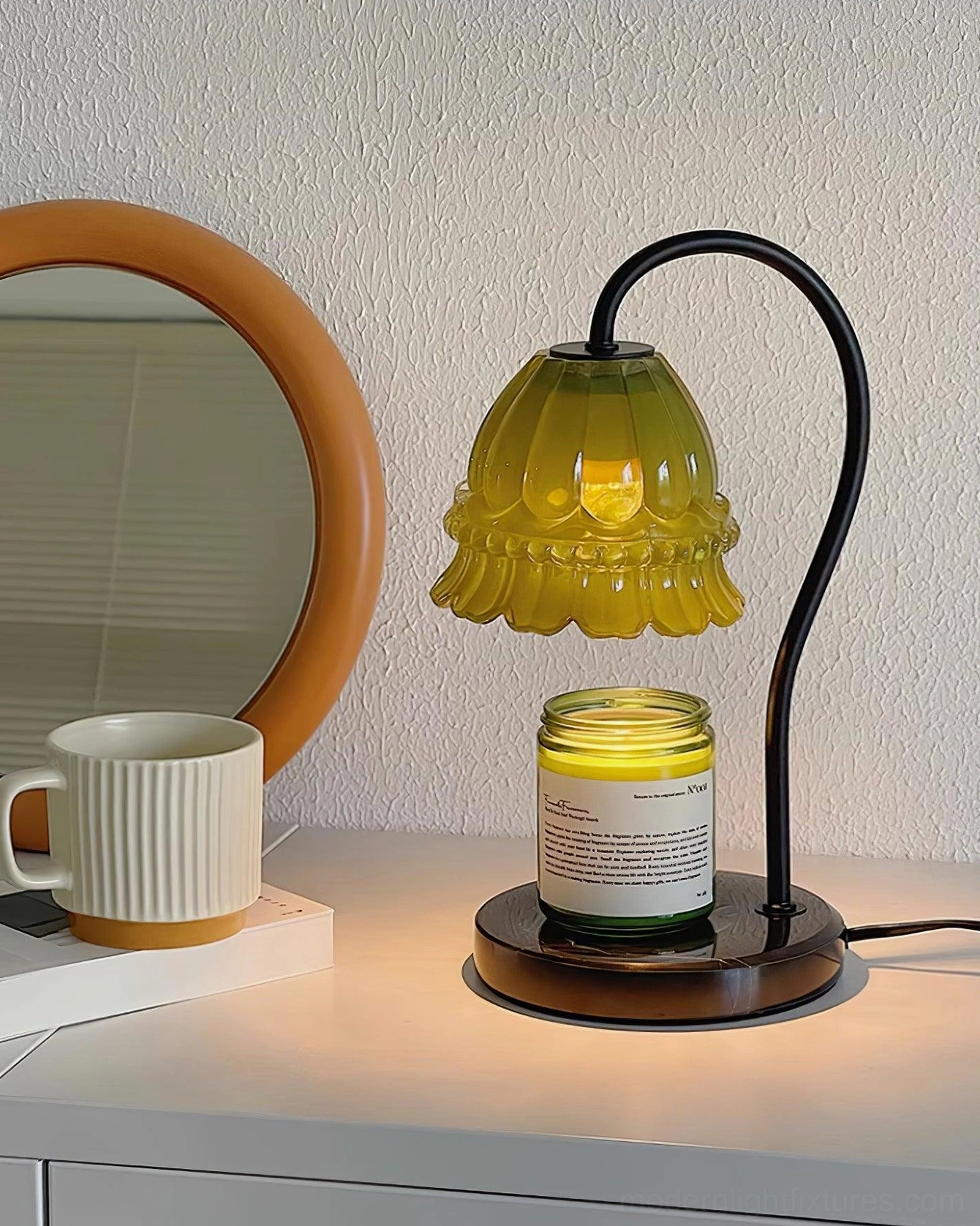Contemporary marble base candle warmer lamp color variations and finishes