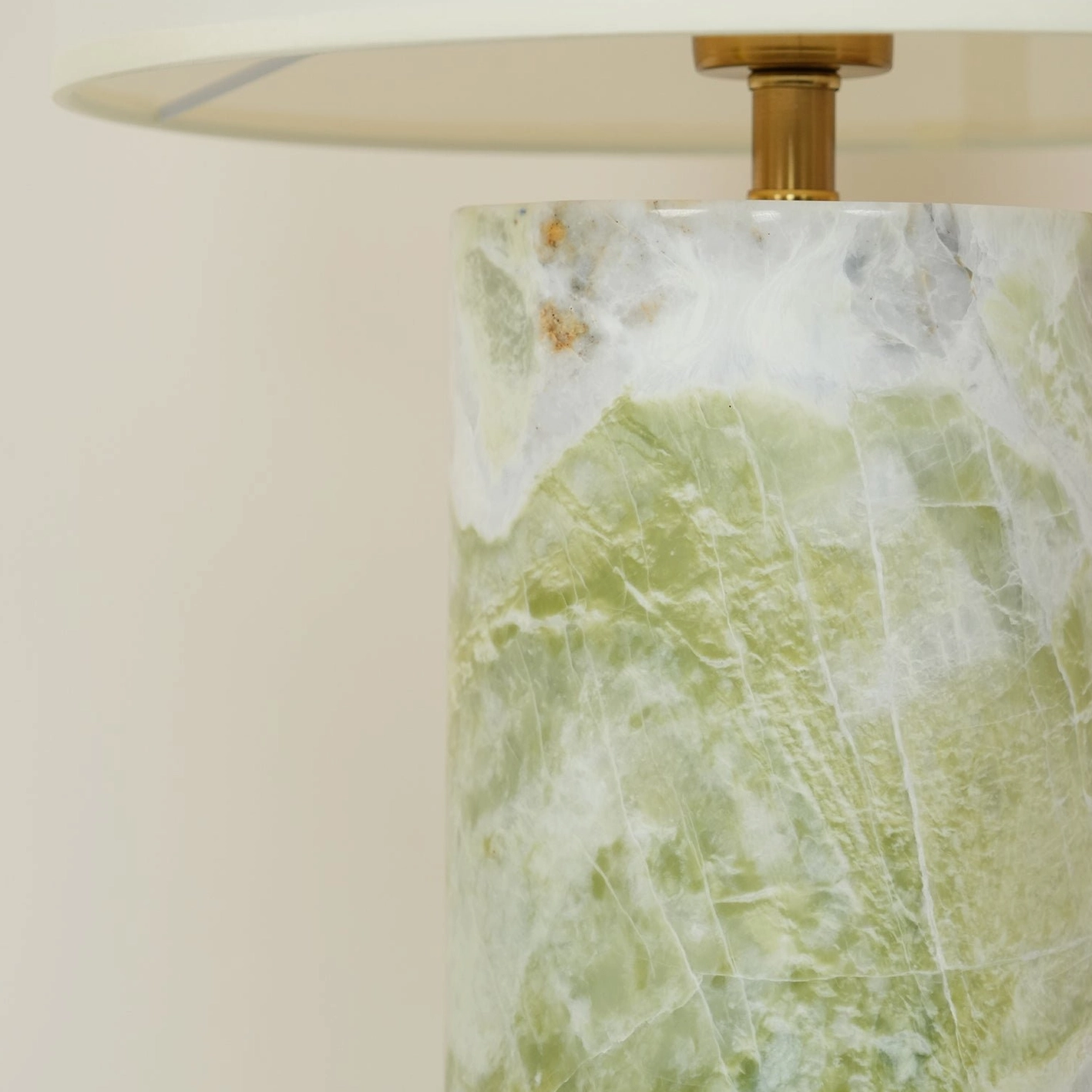 Marble table lamp with natural stone base and fabric shade in multiple color options and marble variations