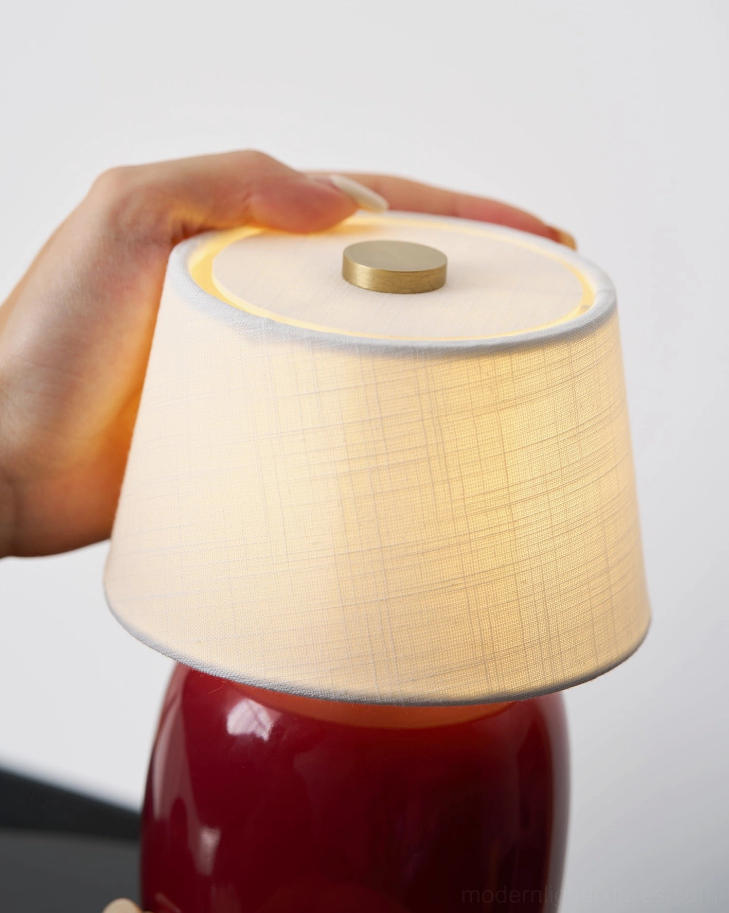Modern table lamp installed in home office corner – touch-activated LED with USB charging functionality