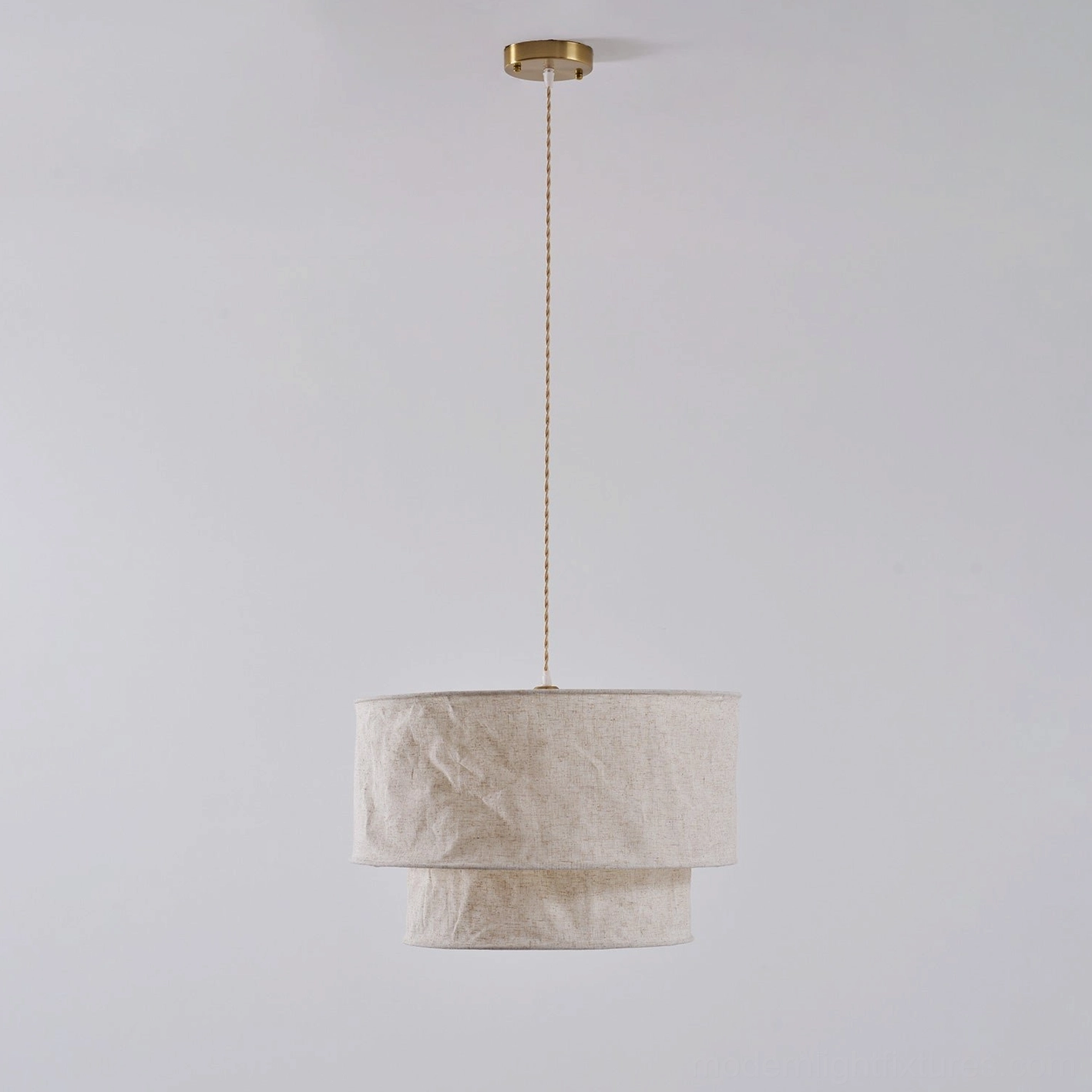 Mariela textured fabric pendant light with off-white linen shade in contemporary home interior
