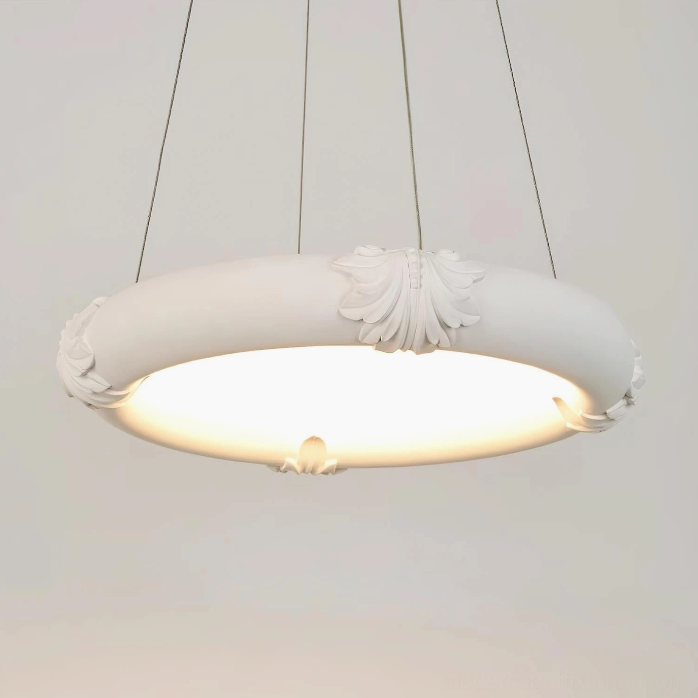 White matte plaster chandelier pendant architectural ceiling base ornate canopy