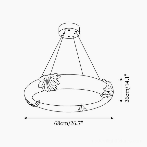 Marika plaster pendant chandelier technical schematic dimensions specifications