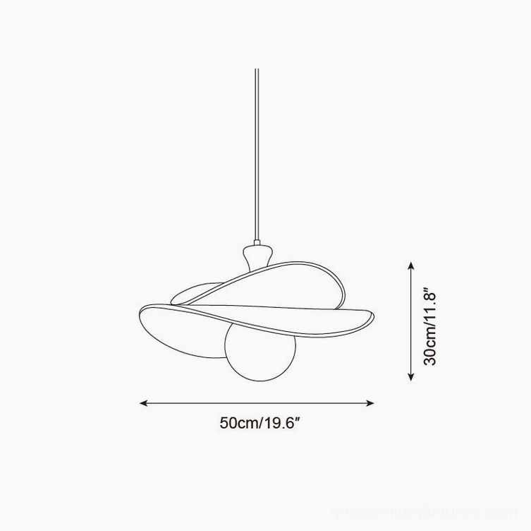 Marilo pendant lamp 50cm technical line drawing schematic, 19.6 inches diameter with single globe design