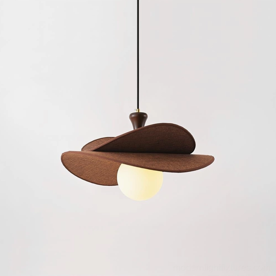 Marilo pendant lamp single globe variant with brown dual-layer shade and dark suspension cord, studio view