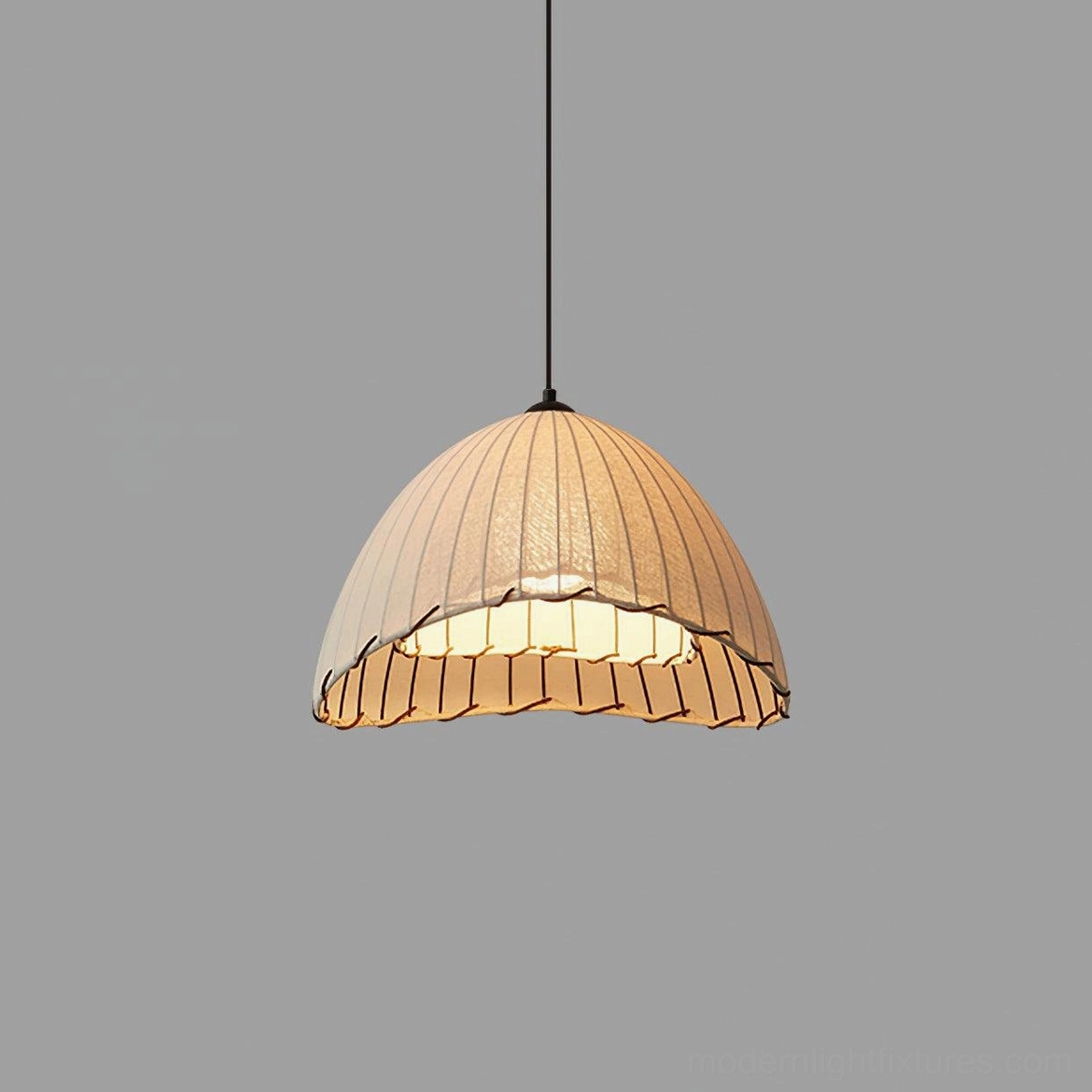 Double layer Maris pleated pendant light with enhanced soft diffused illumination