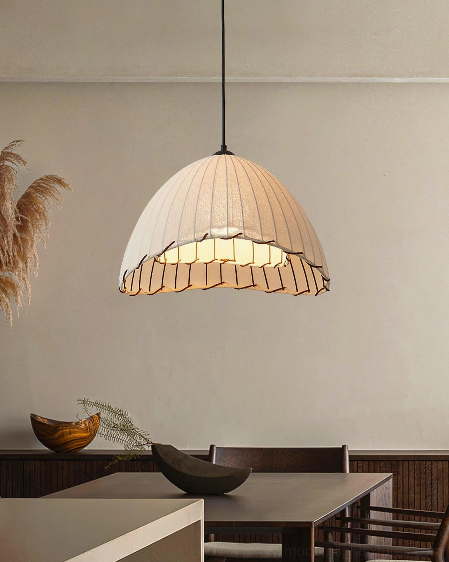Modern Maris fabric pendant lamp creating soft diffused light in contemporary home setting