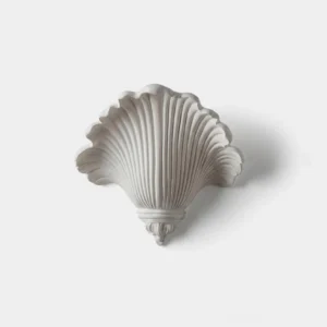 Mariselle shell wall sconce matte white finish front view studio lighting modern coastal design