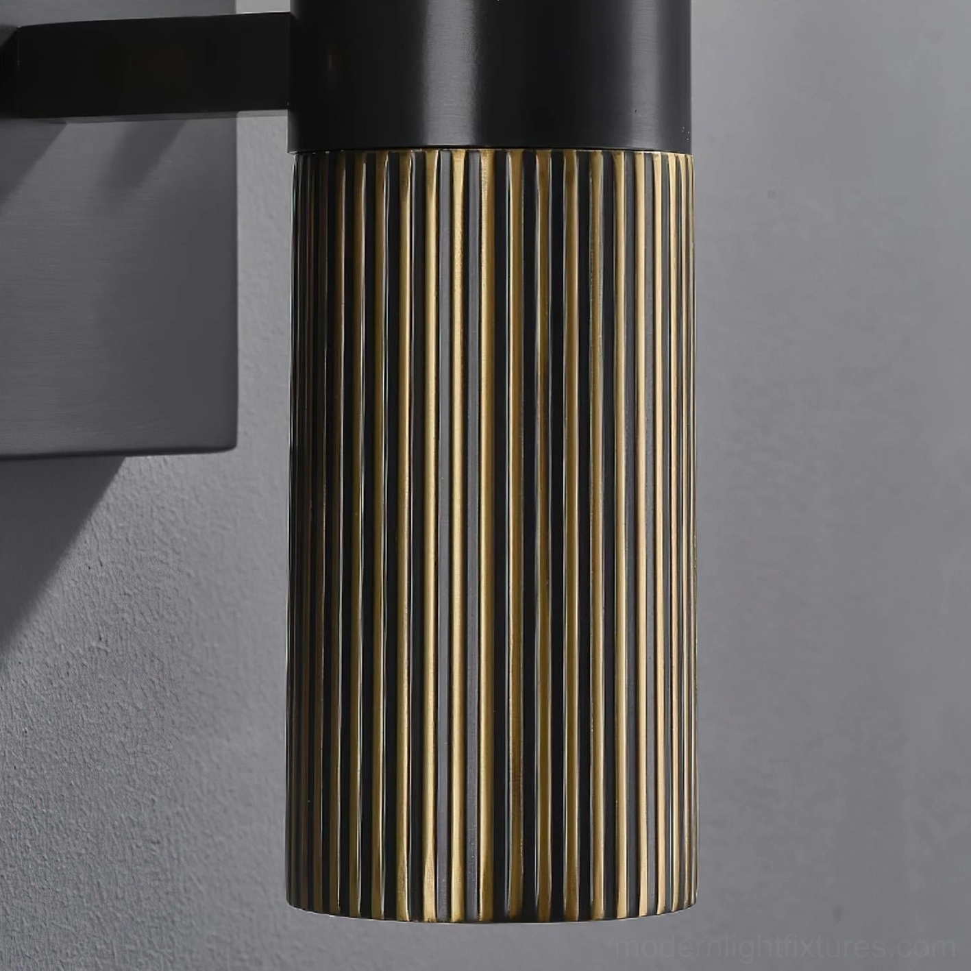 Brass and alabaster wall sconce architectural view showing minimalist design lines