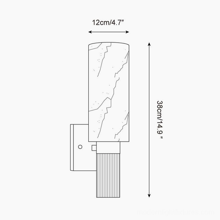 Technical schematic diagram of Marlo wall sconce showing dimensions and specifications