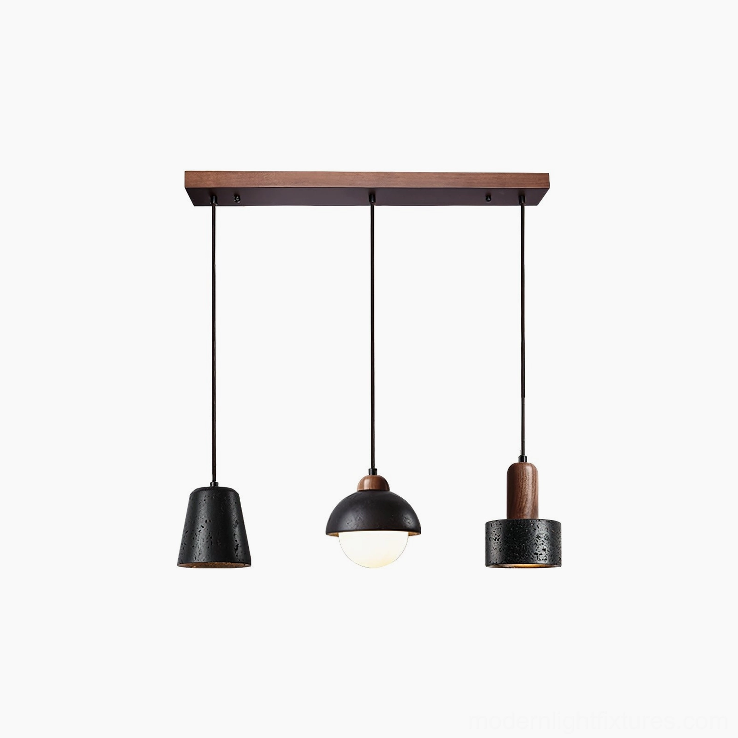 Model B contemporary pendant light fixture over dining table in neutral modern interior