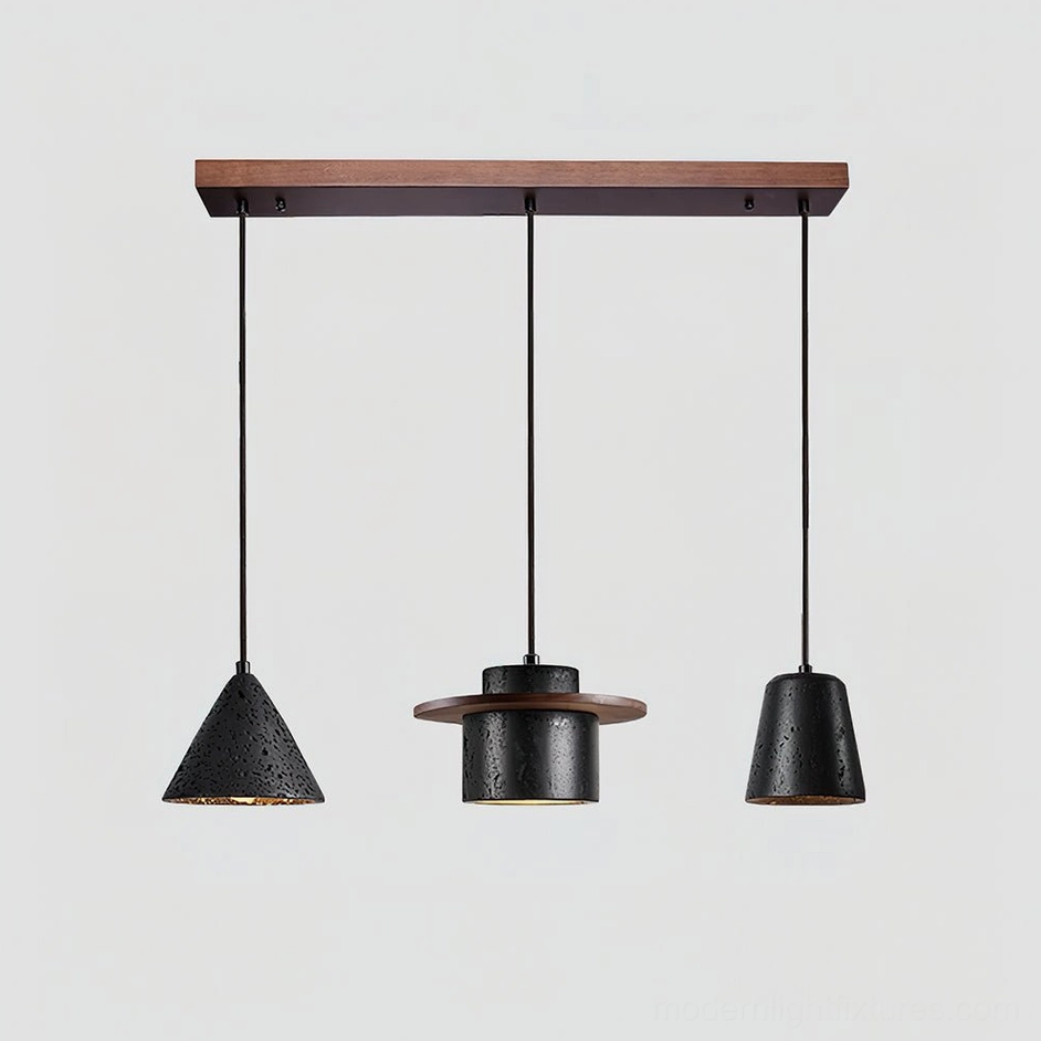 Model C Marnox pendant light cluster in interior dining room setting with modern furnishings