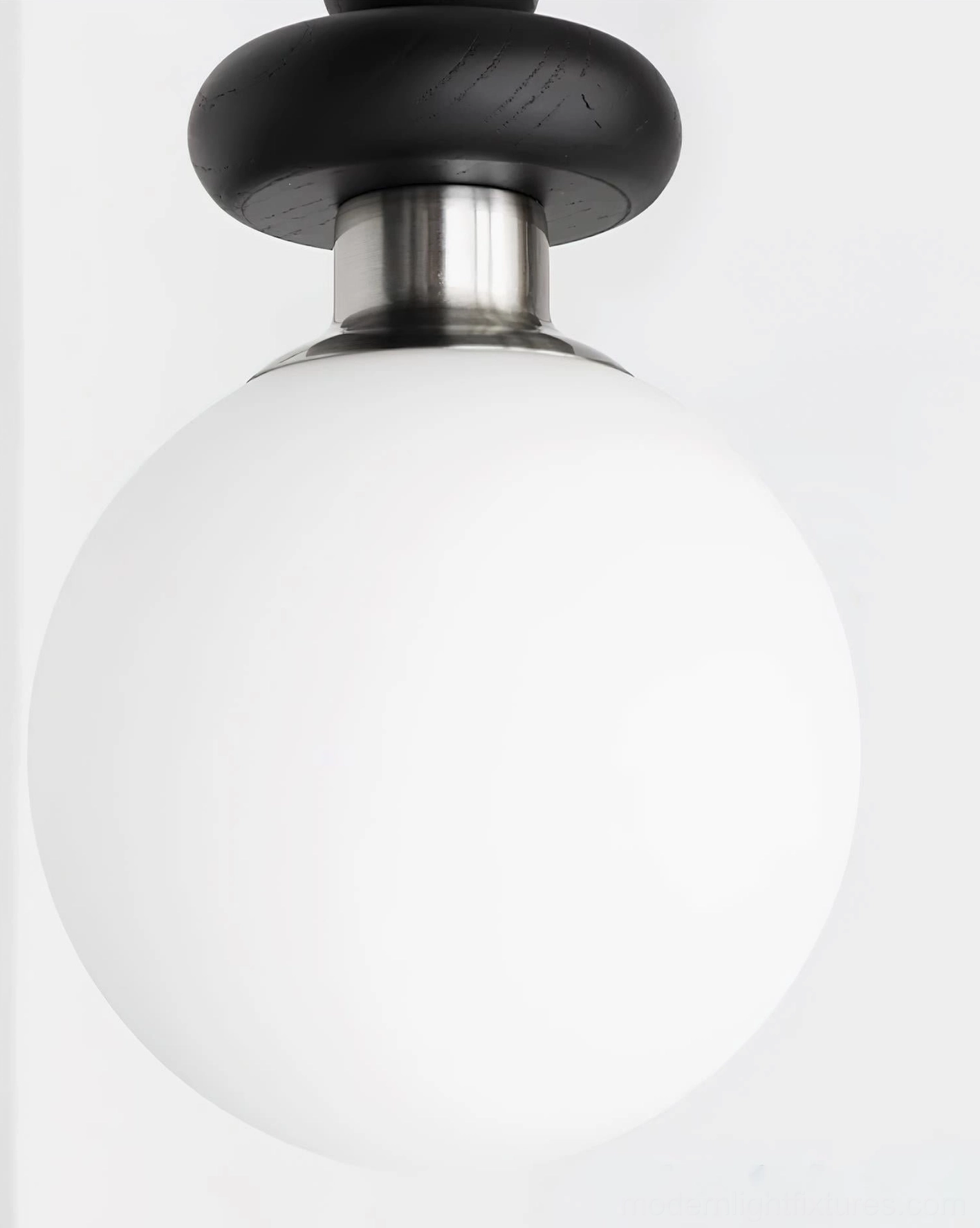 Marra Globe Pendant Light 360-degree product view showcasing frosted glass globe and metal stacked hardware proportions