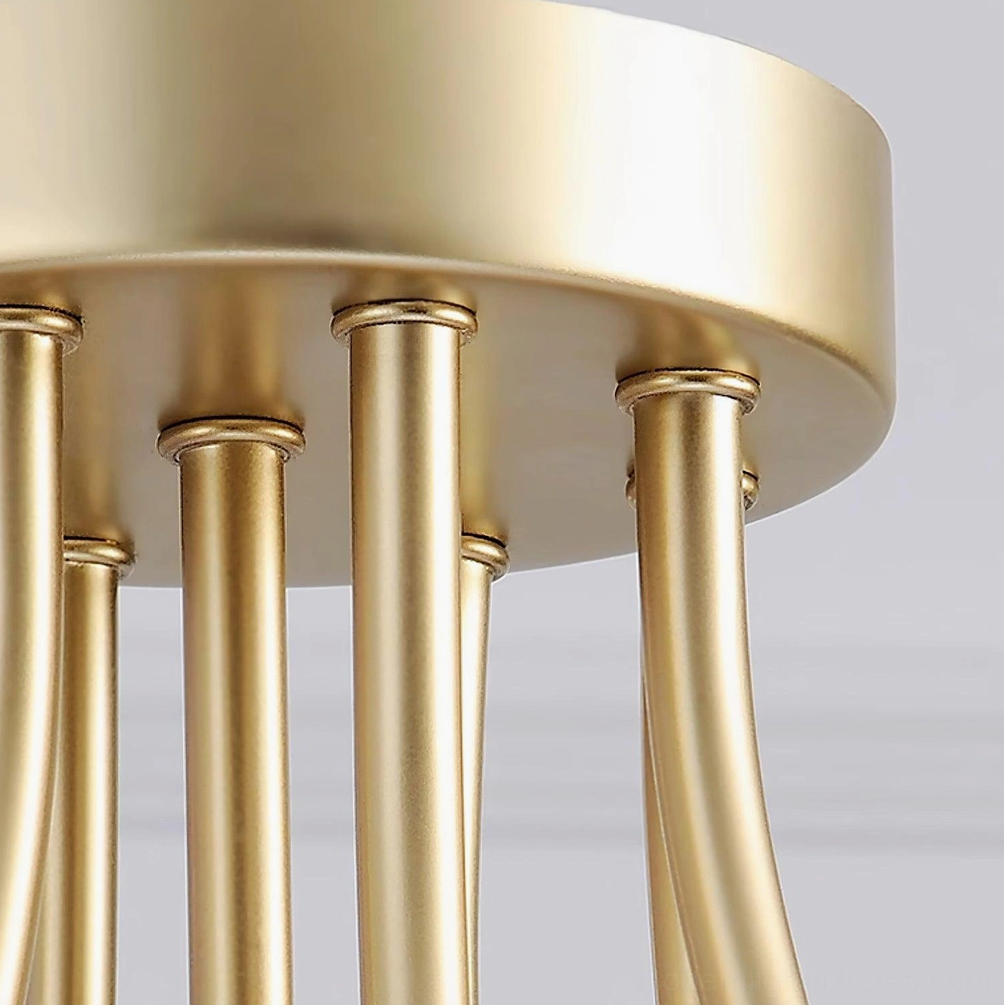 Marra modern floral semi-flush ceiling light with multiple frosted glass shades and brushed gold metalwork