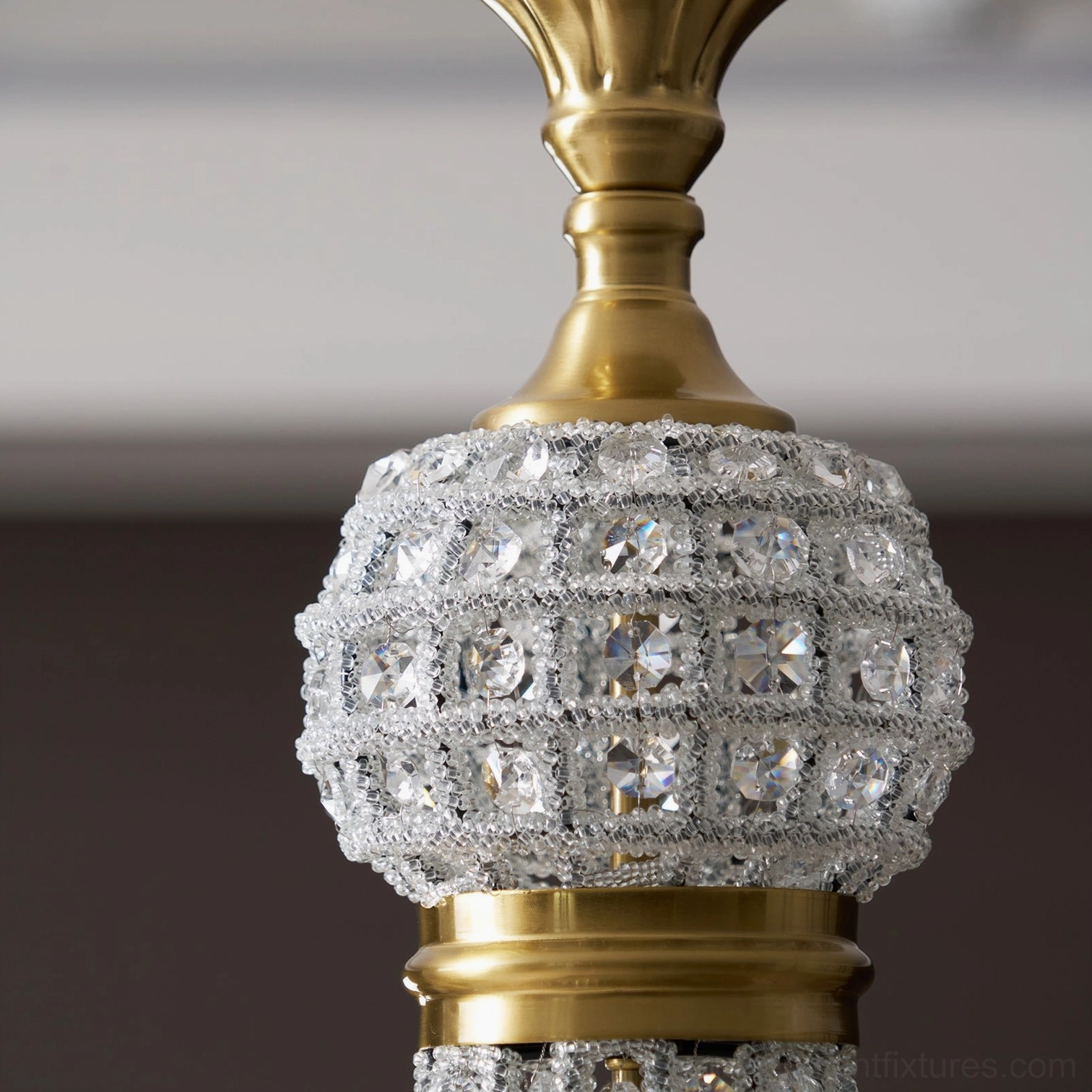 Marrakech crystal chandelier gold frame with clear crystal accents luxury design