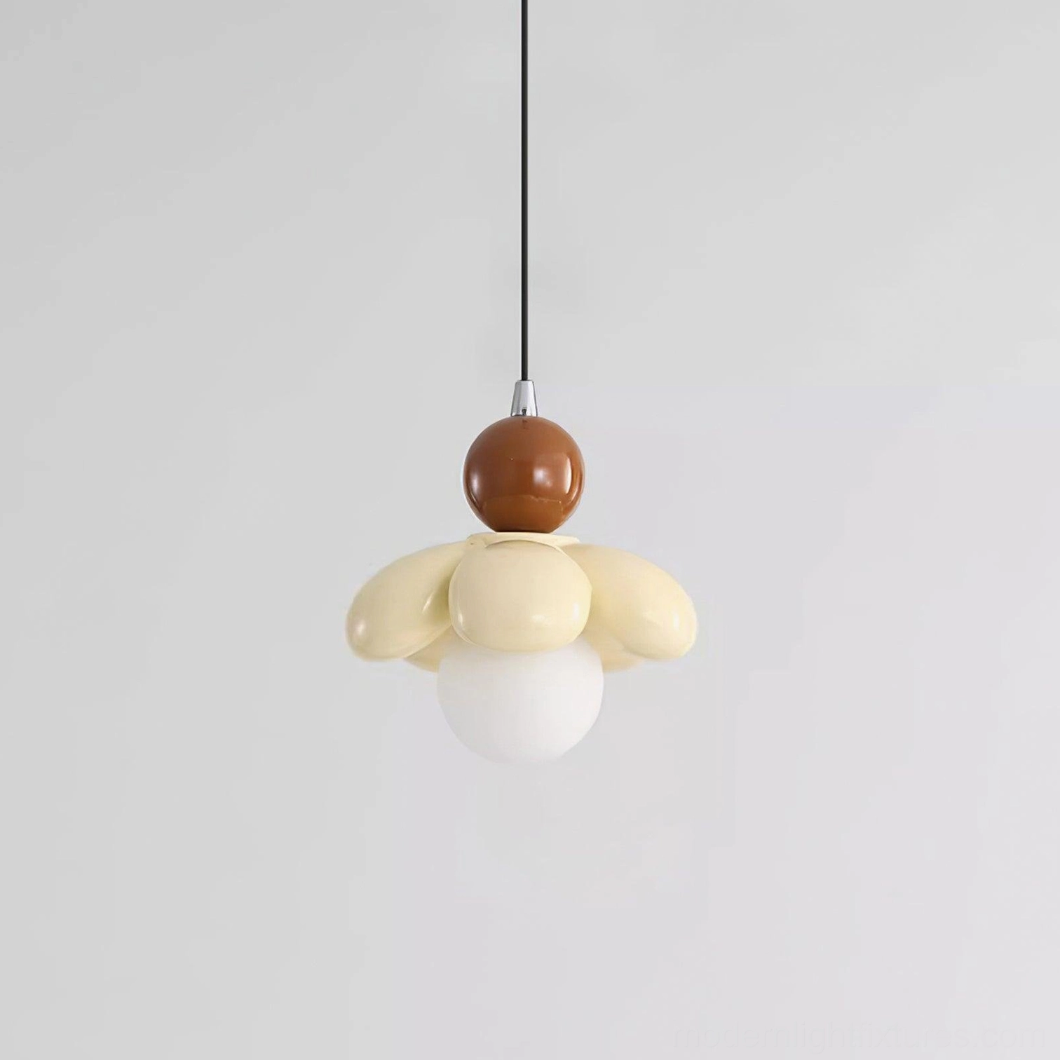 Beige Maru Flower Pendant Light, neutral resin pendant lamp studio photography