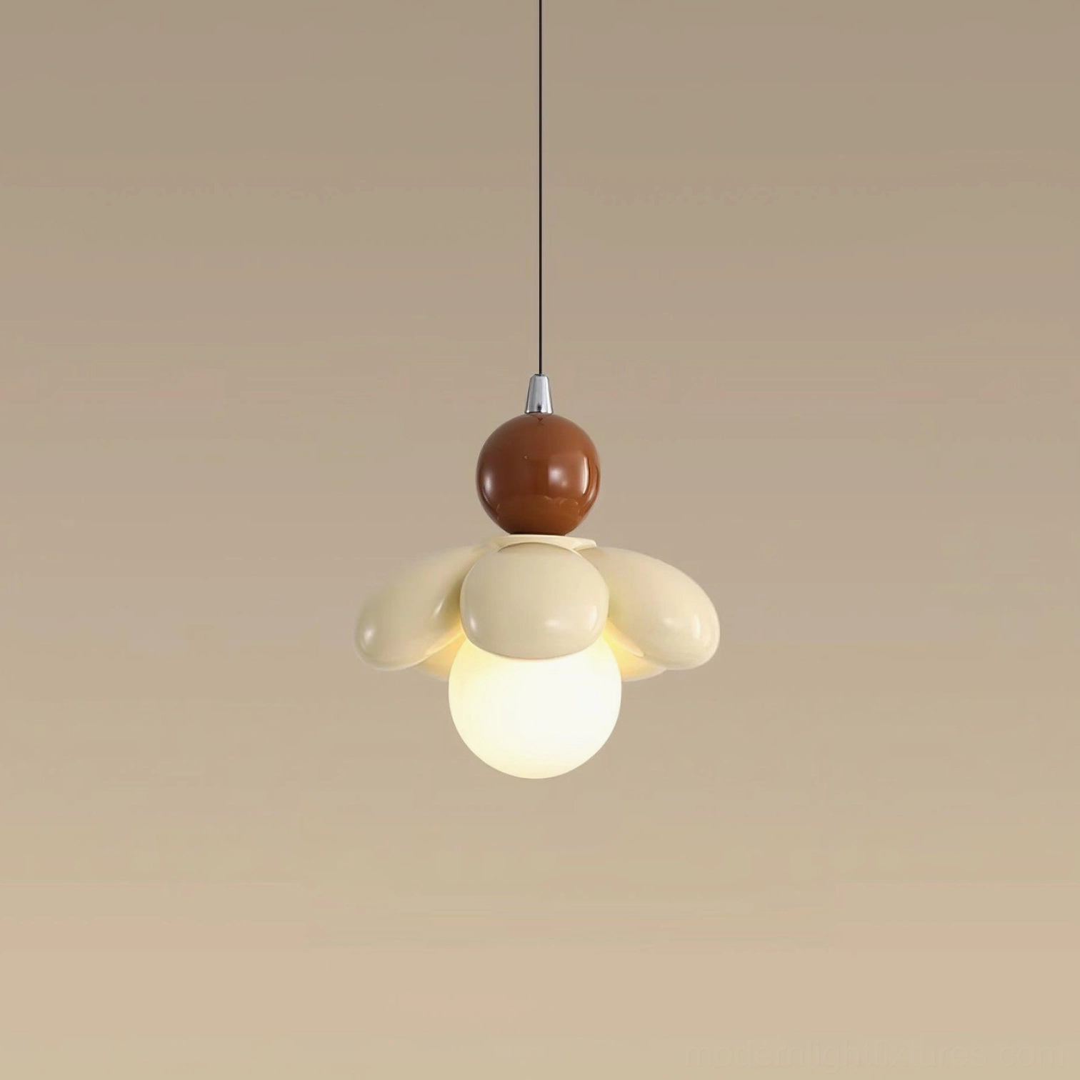 Maru Flower Pendant Light sloped ceiling installation, 30 degree adaptable mount