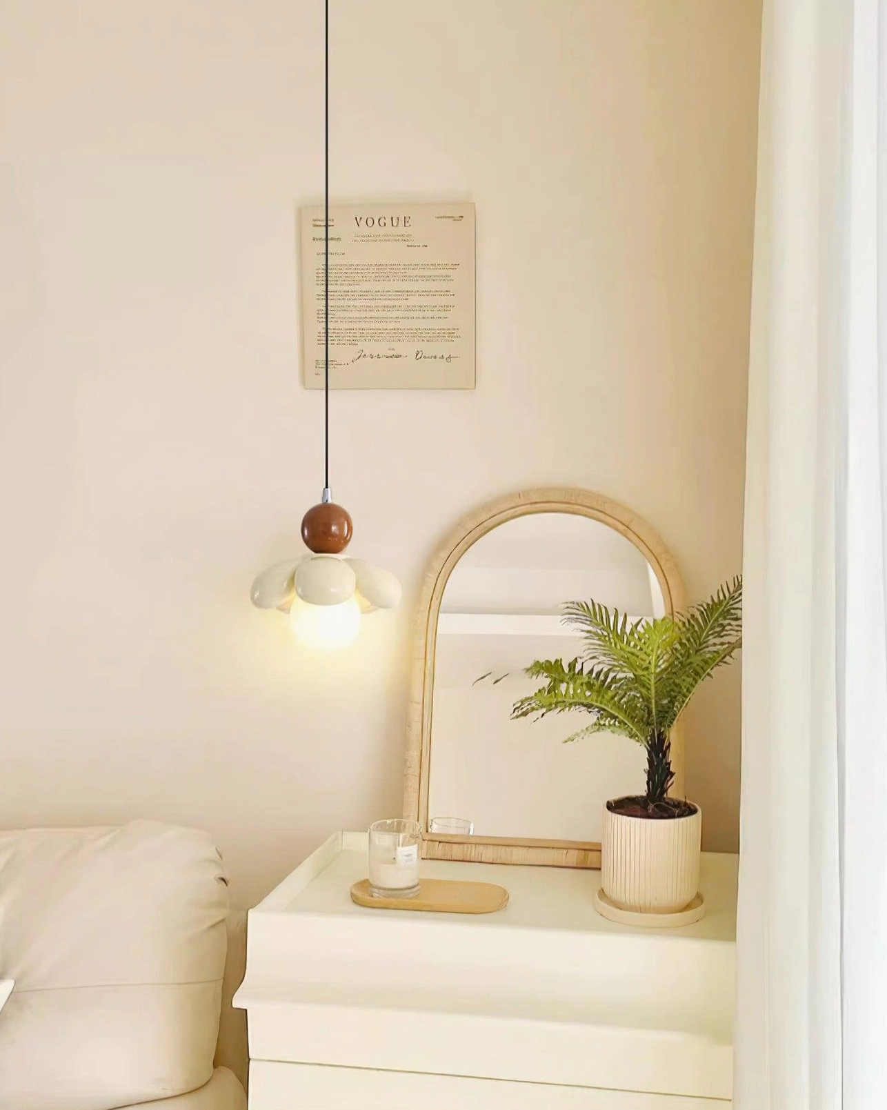 Maru Flower Pendant Lights installation configuration for modern bedroom spaces