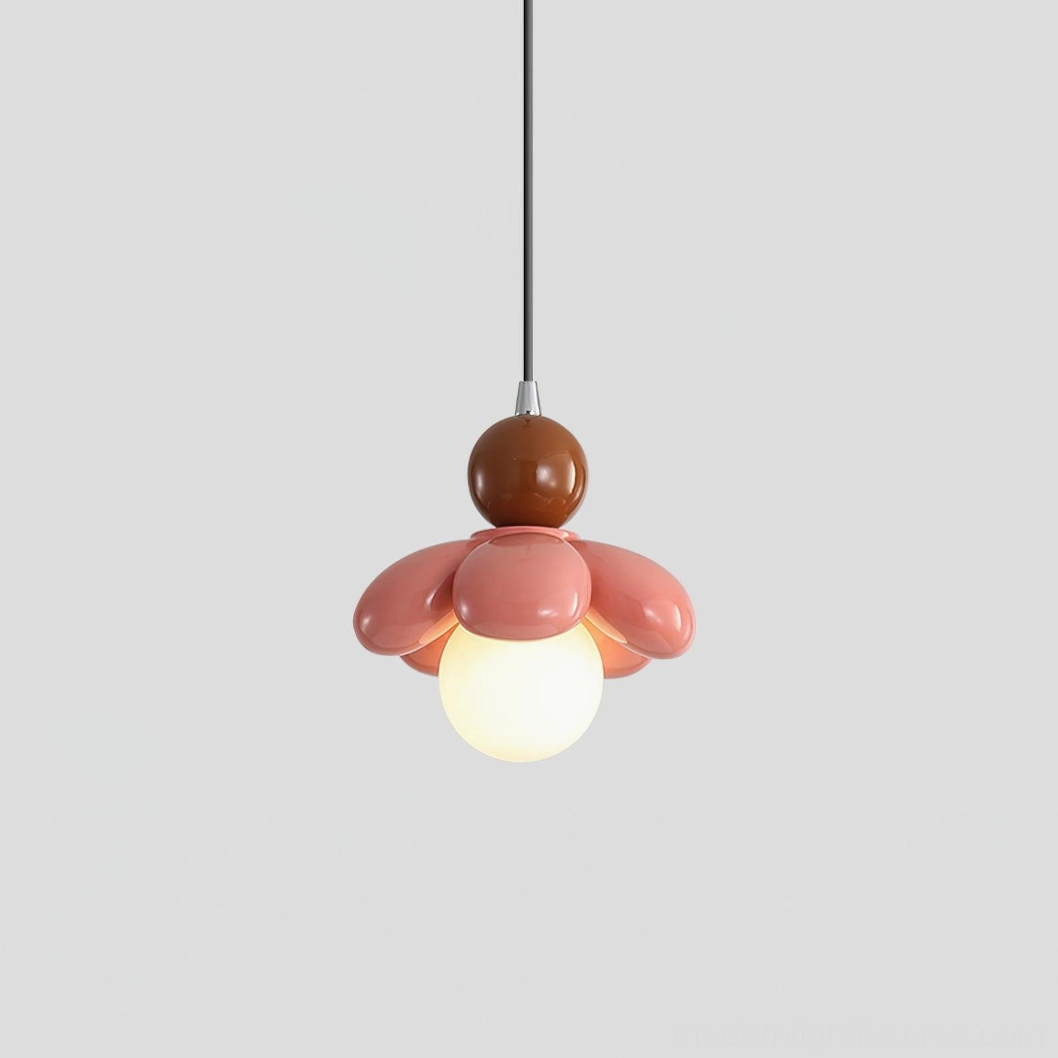 Pink Maru Flower Pendant Light, contemporary petal pendant lamp direct view
