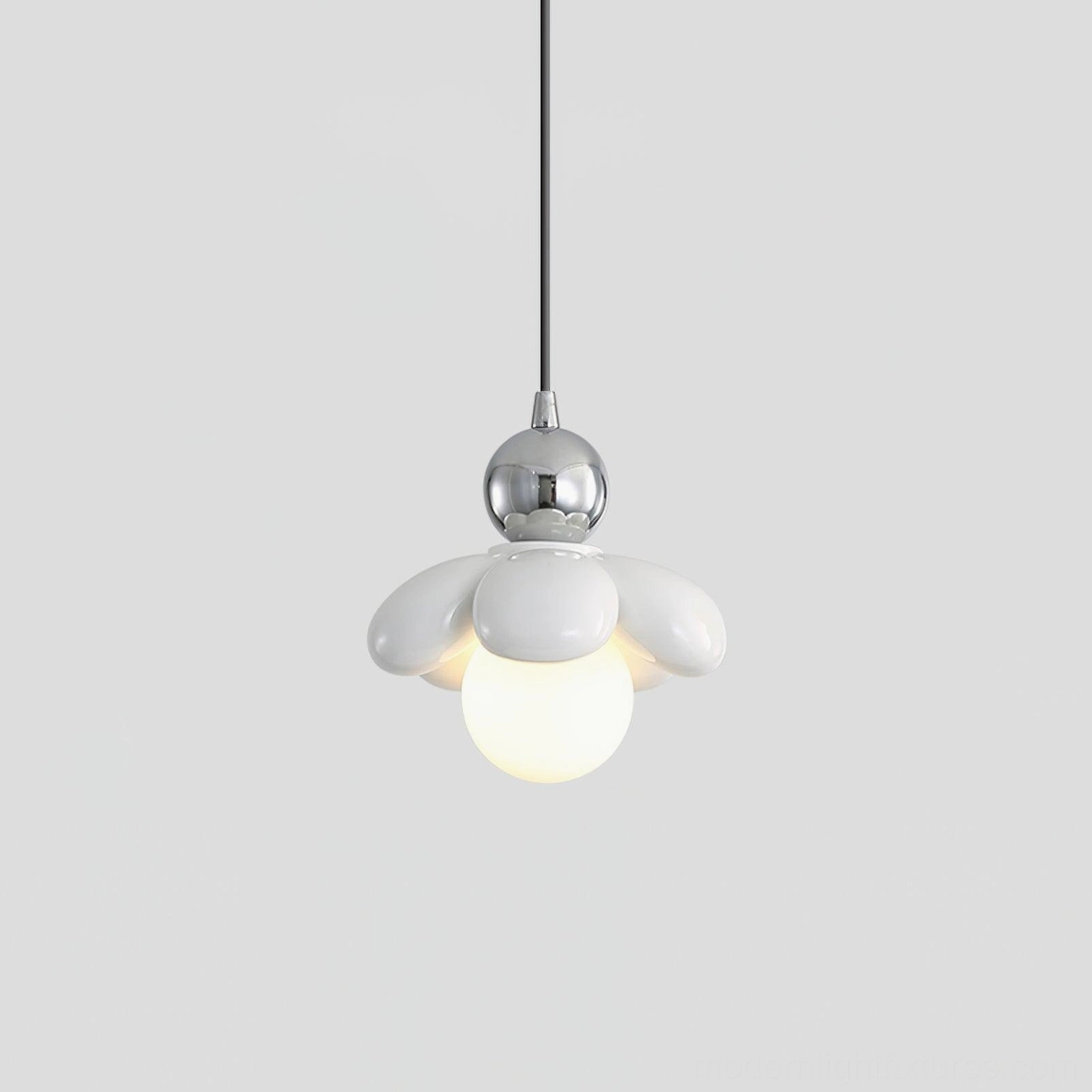 White Maru Flower Pendant Light, clean minimalist studio product photography