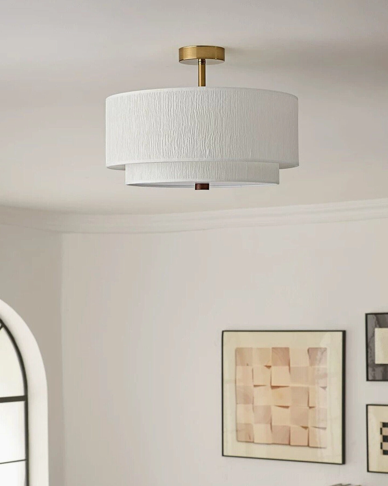 Marvelle semi-flush ceiling fixture installation diagram showing hardwired mounting to standard ceiling junction box, electrical specification reference