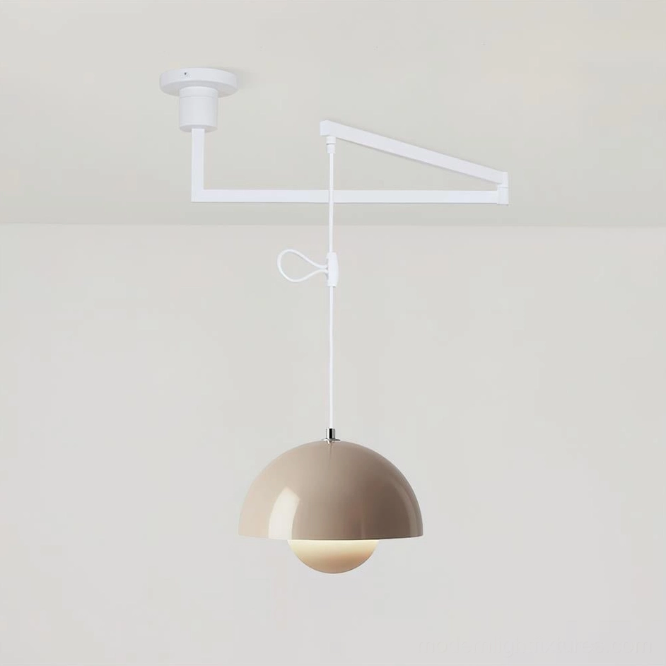 Matte black swing arm pendant light modern industrial dome fixture design