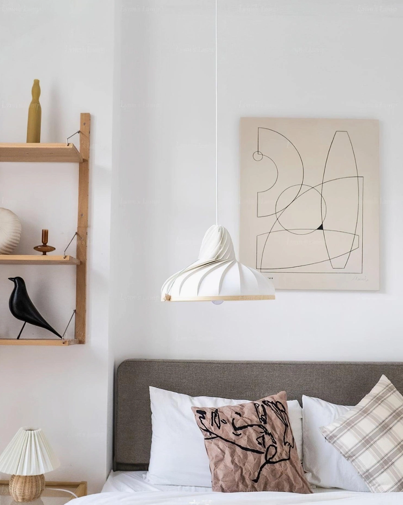 Meblo wave pendant light modern home lighting solution in neutral interior space with soft diffused illumination