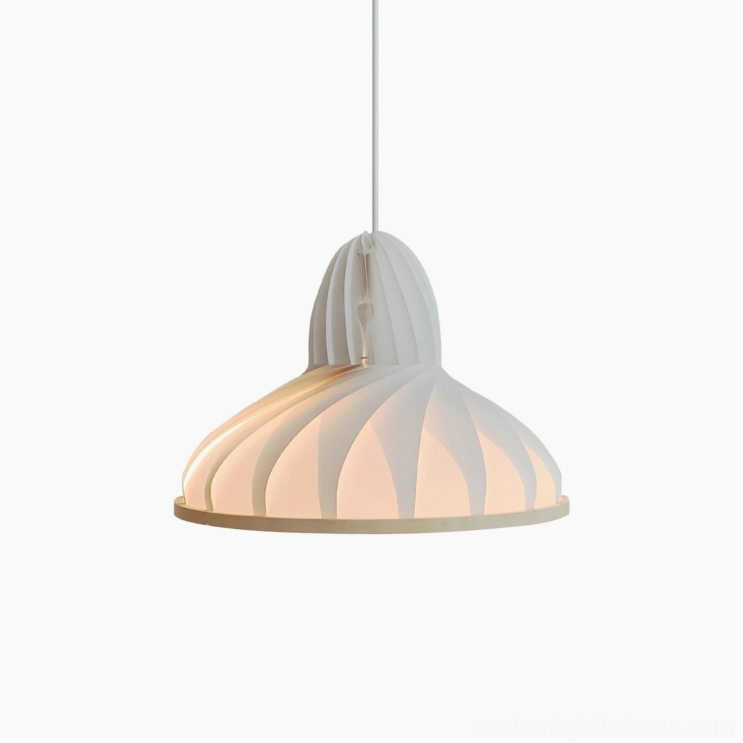 Meblo wave pendant light ribbed fabric shade modern design showing textured surface detail and construction quality