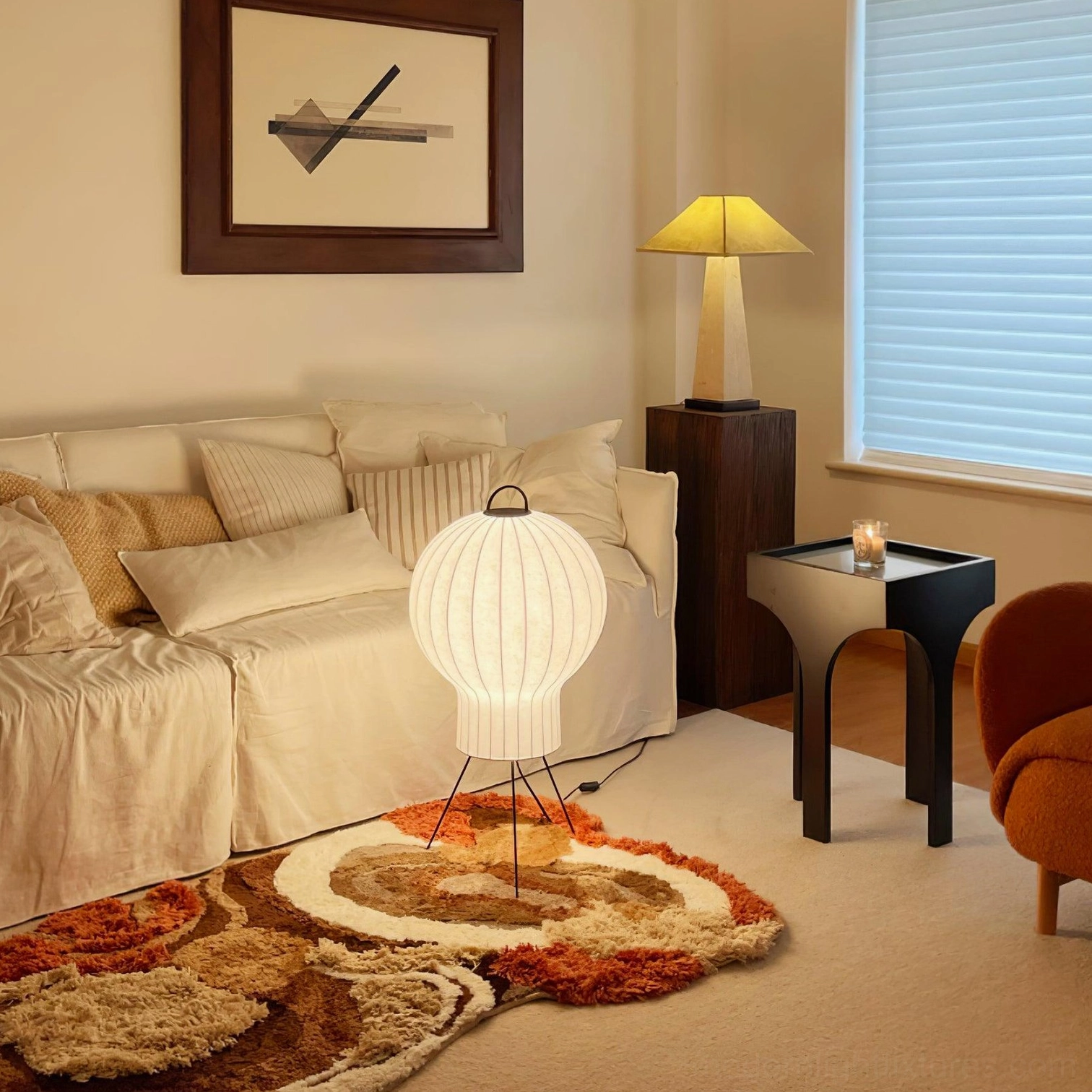 Medieval silk floor lamp artistic centerpiece for gallery wall and art display