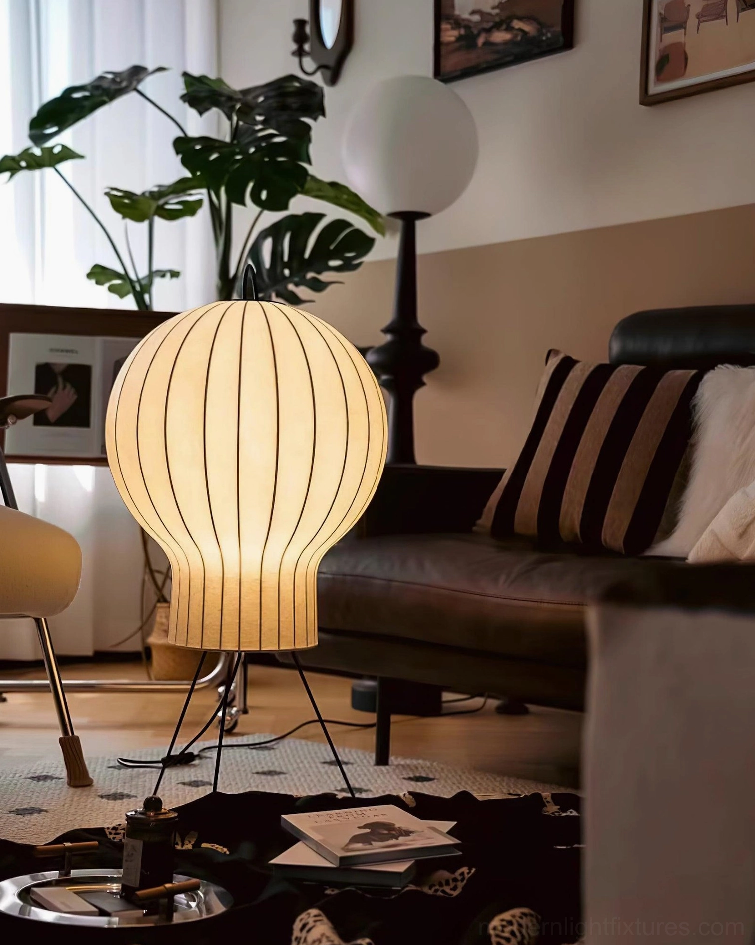 Medieval silk lantern floor lamp versatile placement in multiple room environments