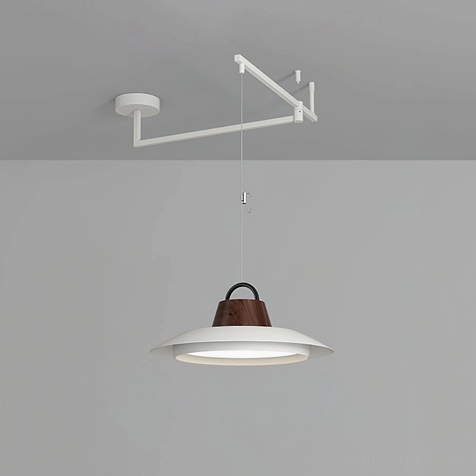 Medium 40cm white swing arm pendant light over kitchen island contemporary design