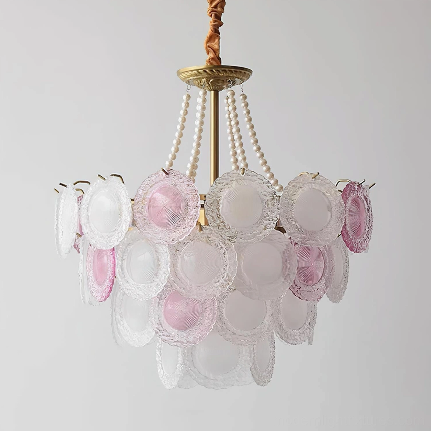 Violaire 60cm medium white and pink glass chandelier ideal for dining rooms and master bathrooms