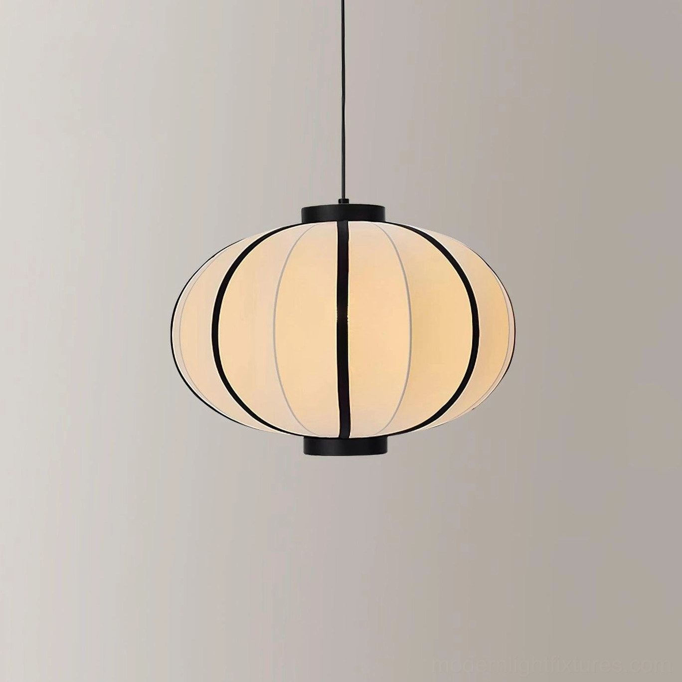 Medium contemporary lantern pendant light 50cm black and white geometric fabric shade