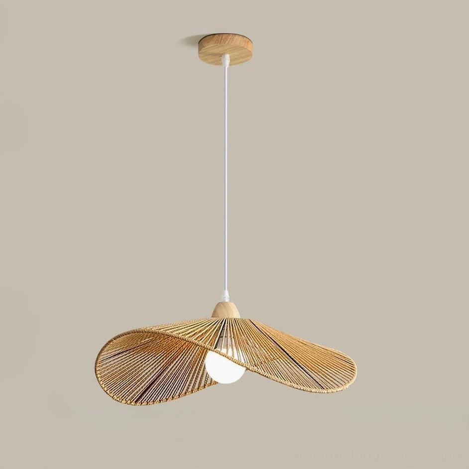 50cm medium size rattan pendant lamp with 10cm height in warm brown woven hemp shade