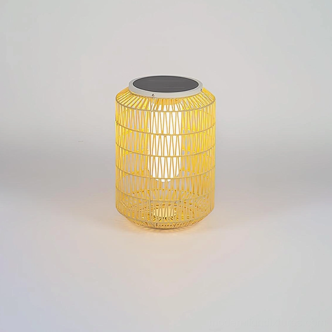 Medium solar rattan outdoor lamp eco-friendly charging sustainable garden lighting solution