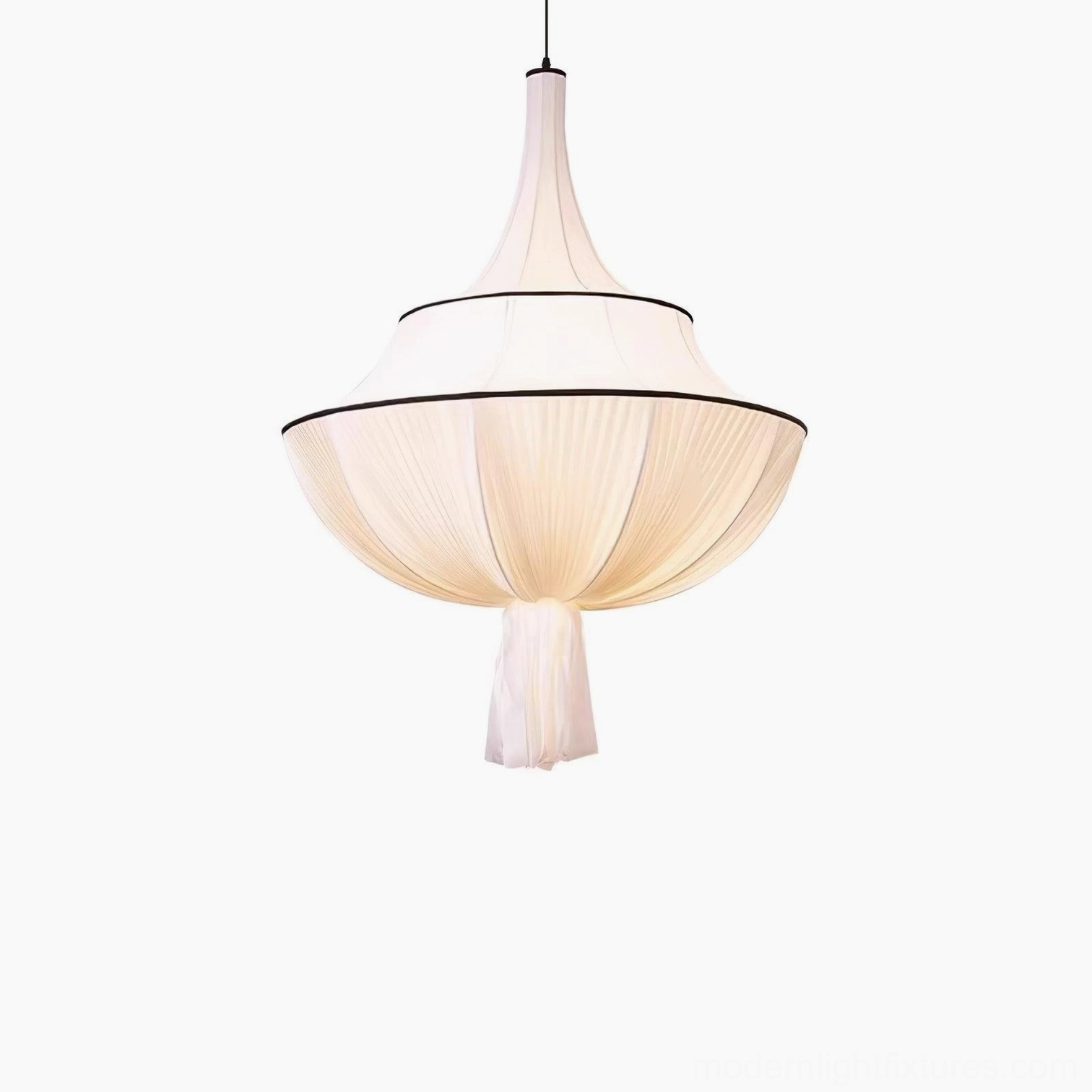 Off-white and black Meduse fabric pendant light, mid-century bohemian modern design lighting
