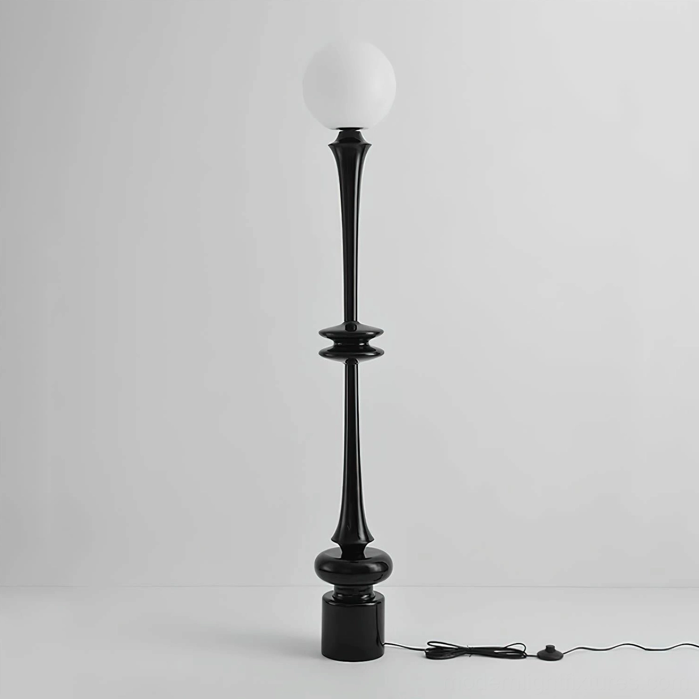 Black modern floor lamp orb light fixture for contemporary minimalist home decor