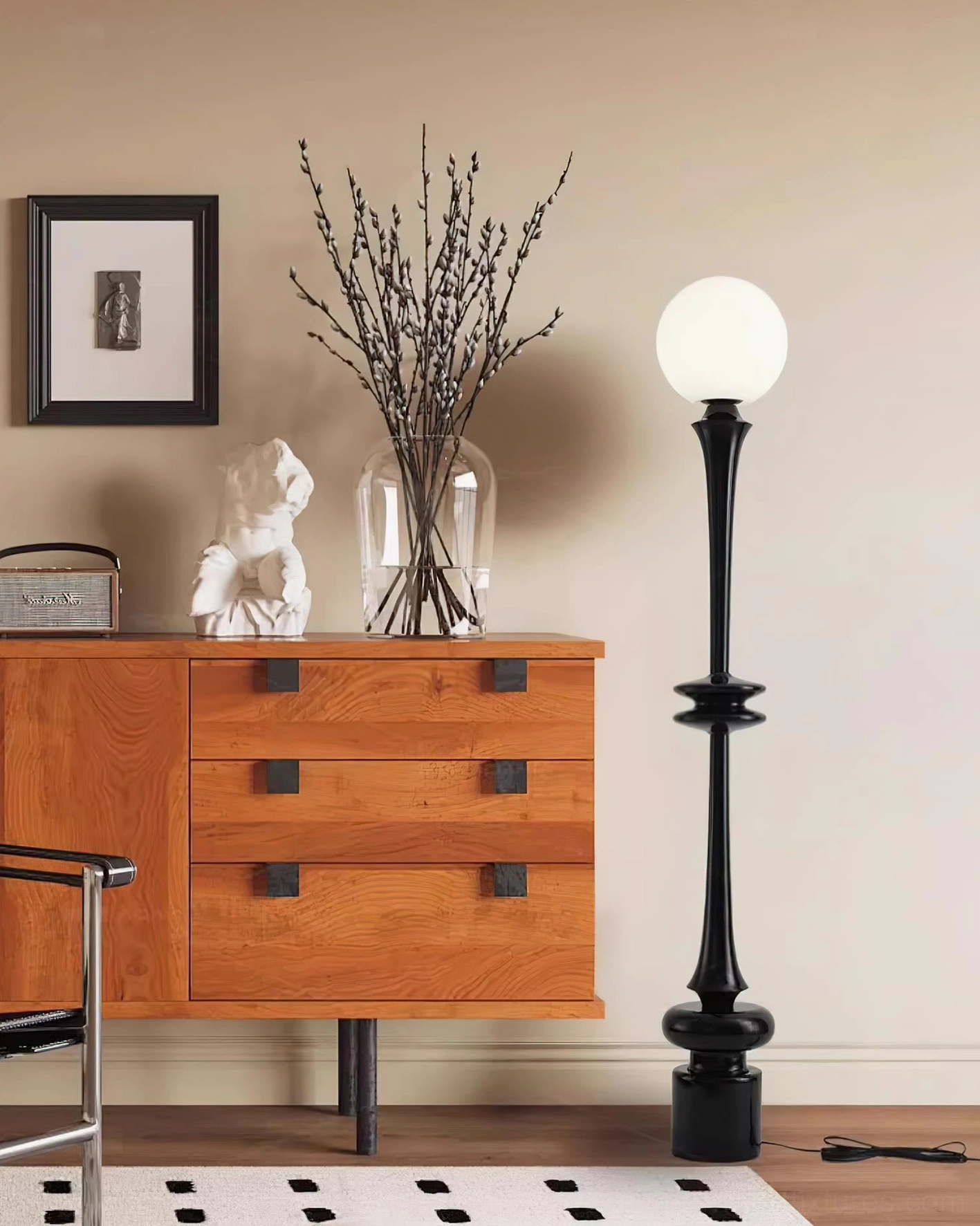 Melrose spherical floor lamp modern lighting fixture for reading and ambient illumination